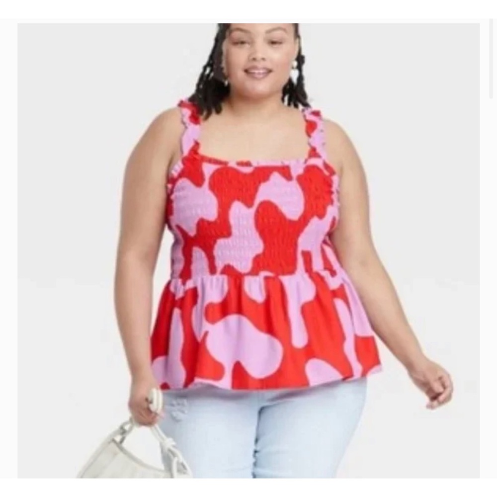 3x 👯‍♀️Host Pick⚡️Ava & Viv Smocked Peplum Sleeveless Top - Picture 2 of 10